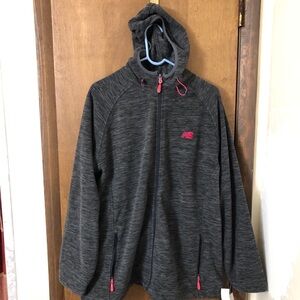 NEW BALANCE ACTIVE JACKET WOMEN'S 2X DARK GRAY HEATHER FULL ZIP PINK LOGO NWT